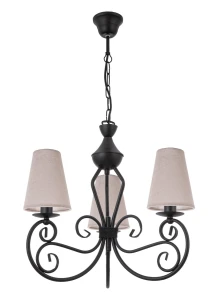 Czarny żyrandol z beżowymi abażurami DALIA 1374-3/2S/13 3-płomienny  