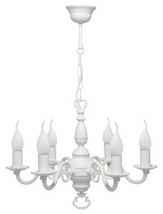 6-ramienny żyrandol świecznikowy PŁOMYK BIS 1386/W6/BIA/Le 