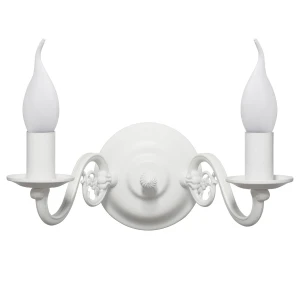 Podwójny biały kinkiet świecznikowy PŁOMYK BIS 1381/K2/BIA/Le 