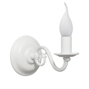 Biały kinkiet świecznikowy pojedynczy PŁOMYK BIS 1380/K1/BIA/Le 