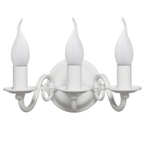 Biały potrójny kinkiet świecznikowy PŁOMYK BIS 1382/K3/BIA/Le 