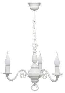 Świecznikowy biały żyrandol do salonu PŁOMYK BIS 1383/W3/BIA/Le
