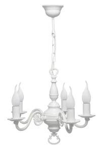 Żyrandol 5-ramienny świecznikowy do pokoju PŁOMYK BIS 1385/W5/BIA/Le 