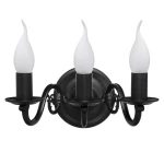 Czarny potrójny kinkiet świecznikowy PŁOMYK BIS 1382/K3/CZA/Le  