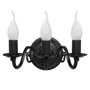 Czarny potrójny kinkiet świecznikowy PŁOMYK BIS 1382/K3/CZA/Le  