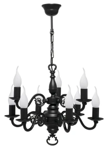Duży czarny żyrandol świecznikowy PŁOMYK BIS 1387/W9/CZA/Le   