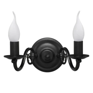 Podwójny czarny kinkiet świecznikowy PŁOMYK BIS 1381/K2/CZA/Le  