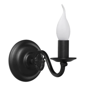 Czarny kinkiet świecznikowy pojedynczy PŁOMYK BIS 1380/K1/CZA/Le  