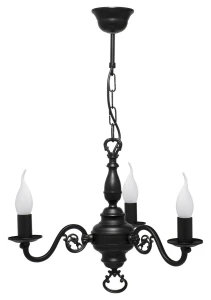 Żyrandol 3-ramienny świecznikowy czarny PŁOMYK BIS 1383/W3/CZA/Le 