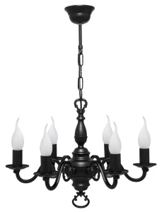 6-ramienny czarny żyrandol świecznikowy PŁOMYK BIS 1386/W6/CZA/Le  