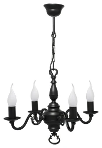 Żyrandol świecznikowy czarny do salonu PŁOMYK BIS 1384/W4/CZA/Le  