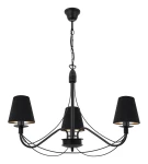 Czarny żyrandol z weluru do małego pokoju HORTENSJA AB 1382-3/53 3-płomienny 