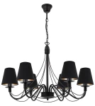Czarny klasyczny żyrandol z weluru HORTENSJA AB 1382-6/53 6-płomienny 