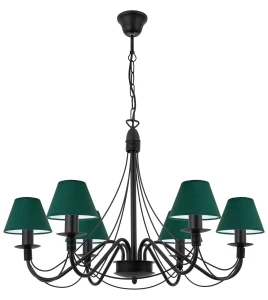 Żyrandol klasyczny z zielonymi abażurami HORTENSJA 1S 1382-6/35 6-płomienny 