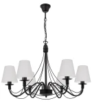 Czarno-biały żyrandol do salonu HORTENSJA AB 382-6/01 6-płomienny 