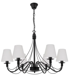 Czarno-biały żyrandol do salonu HORTENSJA AB 382-6/01 6-płomienny 