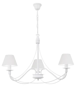 Piękny biały żyrandol z abażurkami HORTENSJA 1S 382-3/BIA/01 3-płomienny  