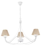 Biały żyrandol z lnianymi złotymi abażurkami HORTENSJA 1S 382-3/BIA/07 3-płomienny   
