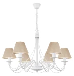 Efektowny żyrandol z lnianymi abażurami HORTENSJA 1S 382-6/BIA/07 6-płomienny   