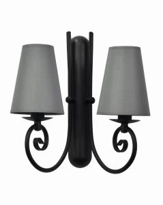 KLIWO 1717A/27/08 czarny kinkiet podwójny z abażurami