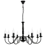 Żyrandol do dużego salonu czarny JASMIN 7788/27 8-ramienny szeroki