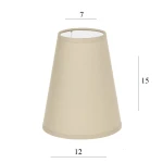 Mały abażur do żyrandola stożek beżowy 2S-E14 beż 7/12 wys 15 montaż na żarówkę