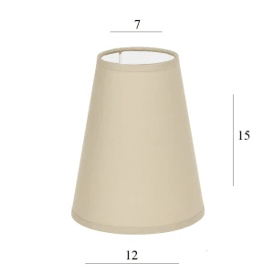 Mały abażur do żyrandola stożek beżowy 2S-E14 beż 7/12 wys 15 montaż na żarówkę