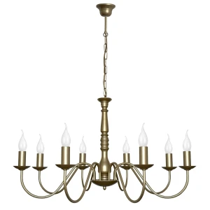 Elegancki szeroki żyrandol w kolorze stare złoto JASMIN 7788/22 8-ramienny