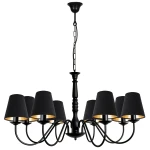 Elegancki czarny żyrandol z czarnymi abażurami do salonu JASMIN 7788/27/53 8-płomienny