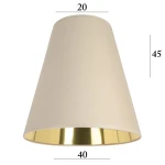 Elegancki duży abażur do lampy stojącej stożek 5S beż ze złotym wnętrzem 20/40 wys 45