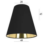 Duży stożkowy czarno-złoty abażur 5S czarny ze złotym wnętrzem 20/40 wys 45