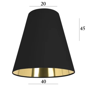 Duży stożkowy czarno-złoty abażur 5S czarny ze złotym wnętrzem 20/40 wys 45