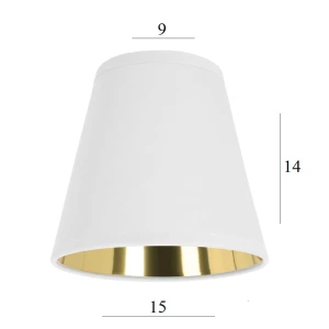 Biało-złoty abażur do żyrandola AB-E14 biały 9/15 wys 14  montaż na żarówkę