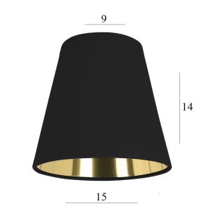 Elegancki czarno-złoty abażur AB-E14 czarny 9/15 wys 14 montaż na żarówkę