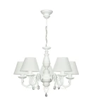 Biały żyrandol z kryształkami do salonu VIOLA KRYSZTAŁ O3005 W5 BIA/K/1S/01/Le 5-ramienny