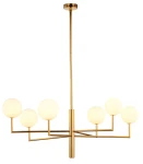 Nowoczesny złoty żyrandol z kloszami w kształcie kul FAMOS 11930/FE/6/ZŁ/J 6-płomienny