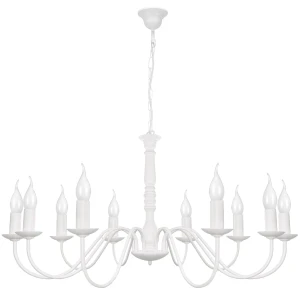 Duży prowansalski żyrandol świecznikowy biały JASMIN 7710/26 10-płomienny