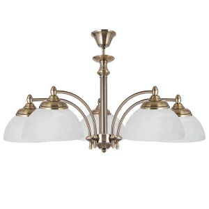 Niski klasyczny żyrandol ze szklanymi kloszami CAMELIA 615-5/C/K 5-płomienny 