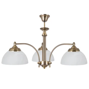 Żyrandol ze szklanymi kloszami w kolorze starego złota CAMELIA 615-3/C/K 3-płomienny