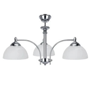 Krótki chromowy żyrandol ze szklanymi kloszami CAMELIA615-3/CH/C/K 3-płomienny