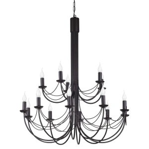 Duży klasyczny czarny żyrandol świecznikowy PORSE 13523/KA 15-ramienny  