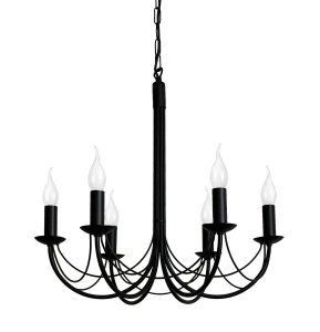 Klasyczny czarny żyrandol świecznikowy PORSE 13520/KA 6-ramienny