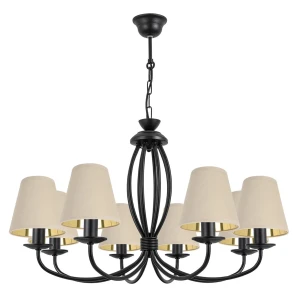 Elegancki czarny żyrandol do salonu OLIVER O3058 W8 CZA/AB/61/Le 8-ramienny