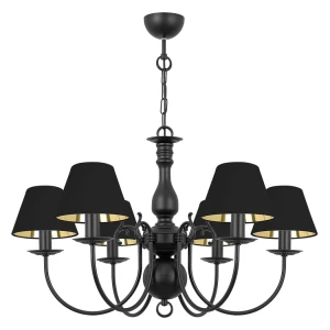 Piękny żyrandol czarno-złoty MARIA CZARNA O3126 W6 CZA/1S/63/Le 6-ramienny