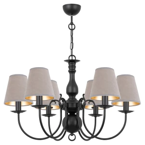 Czarna lampa z beżowymi abażurkami MARIA CZARNA O3126 W6 CZA/AB/56/Le 6-ramienny 