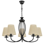 Żyrandol do salonu czarny OLIVER O3055 W5 CZA/AB/07/Le 5-płomienny