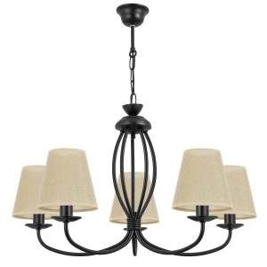 Żyrandol do salonu czarny OLIVER O3055 W5 CZA/AB/07/Le 5-płomienny