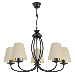 Lampa wisząca z beżowymi abażurami OLIVER O3055 W5 CZA/AB/61/Le 5-płomienny