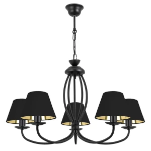 Czarna lampa wisząca do holu OLIVER O3055 W5 CZA/1S/63/Le 5-płomienny