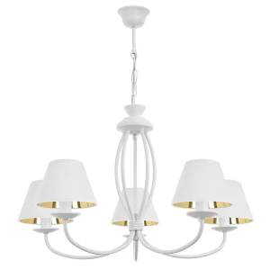 Żyrandol biały do pokoju OLIVER O3055 W5 BIA/1S/62/Le 5-płomienny